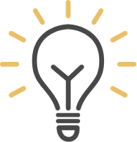 Process development icon of lightbulb